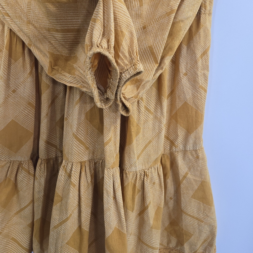 Free People Constantine Dress Gold Plaid Boho Long Sleeve‎ - Picture 9 of 14